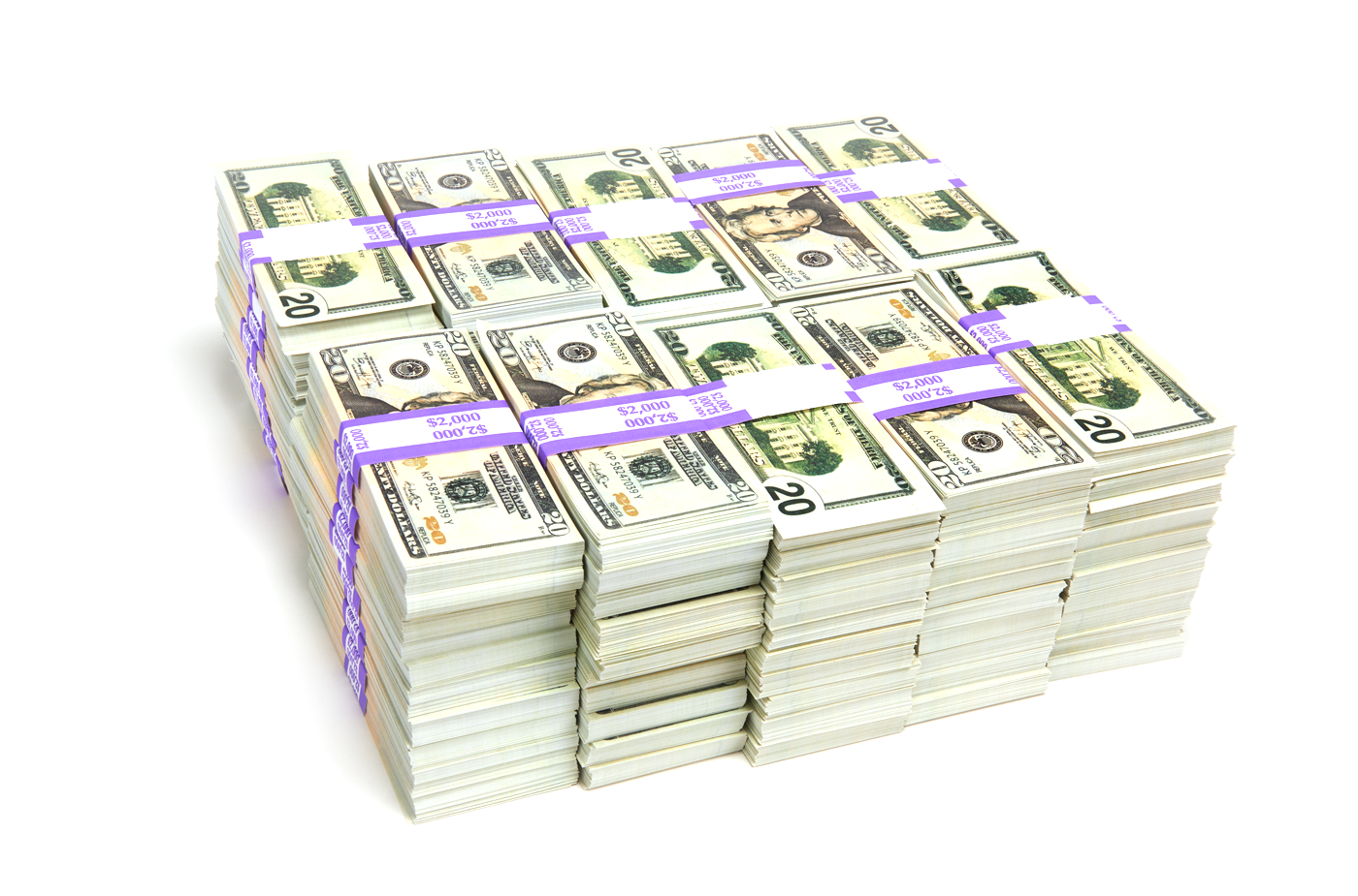 $200,000 in prop movie money from Strobeprops. 100 stacks of 20s and 1s replica money used in movies and videos.