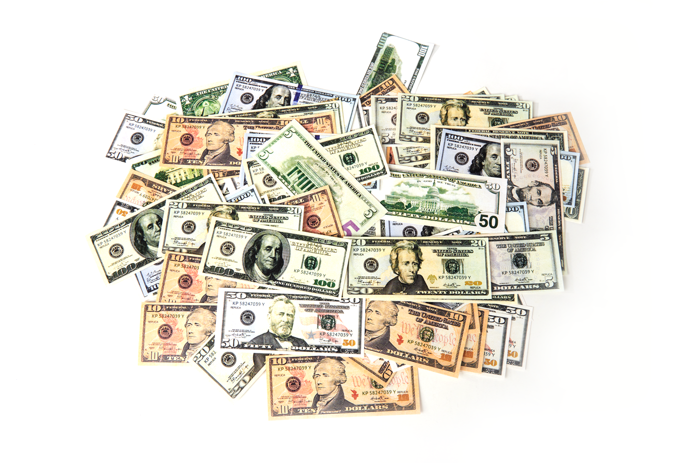 $28,600 in prop movie money from Strobeprops. 1 stack each of old 100s, new 100s, 50s, 20s, 10s, 5s and 1s fake money