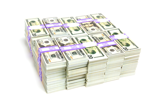 $200,000  in prop movie money from Strobeprops. 100 stacks of 20s and 1s replica money used in movies and videos.
