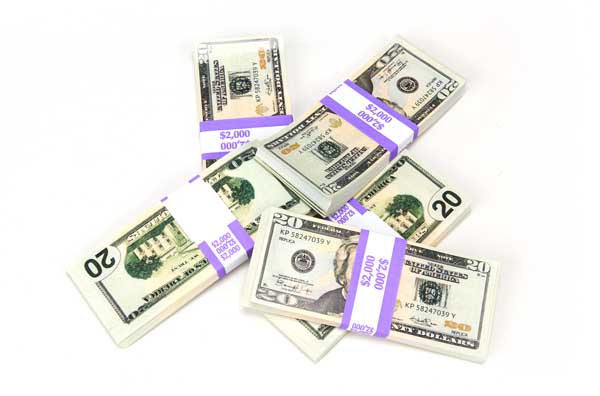 $10,000 in prop money from Strobeprops. 5 stacks of 20s replica money used in movies, YouTube and TikTok videos.